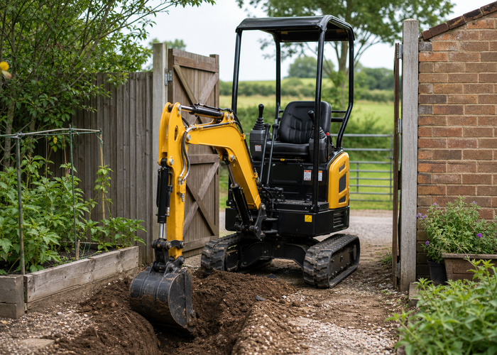 1 ton mini excavator working in a tight access area thumbnail